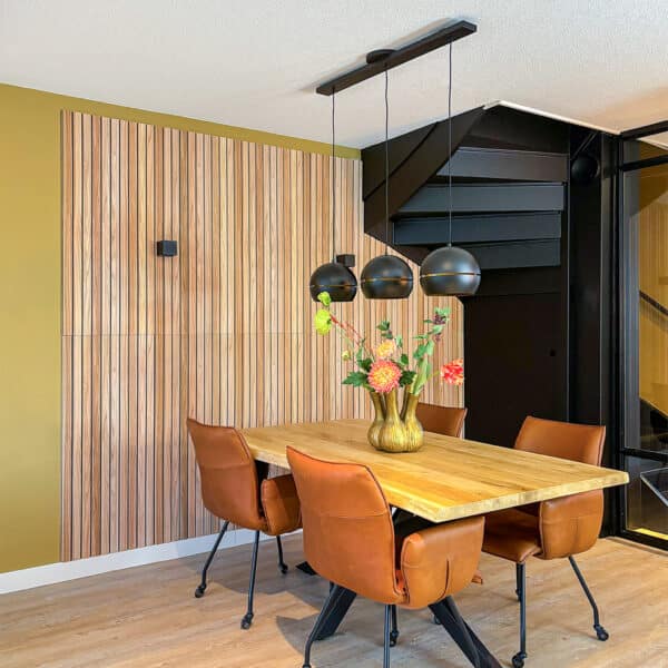 Lightswing® Zero Black with three pendant lights above dining table in modern dining room